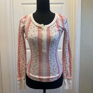 We The Free Red and White Star Long Sleeve Top